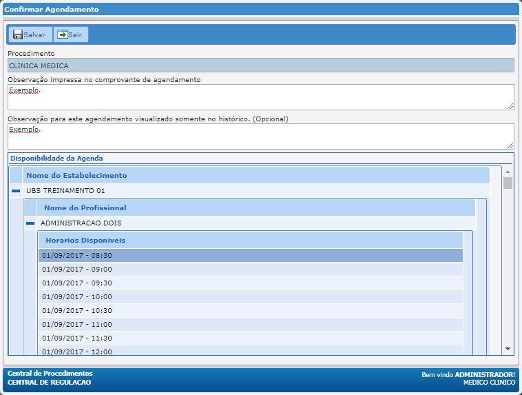 Tela Agendamento